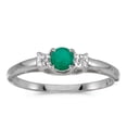 thumbnail image 1 of 14k White Gold Round Emerald And Diamond Ring, 1 of 2
