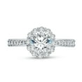 thumbnail image 1 of 14k White Gold Round Floating Halo Tapered Flower Head Solitaire Engagement Ring CZ Cubic Zirconia (1.50cttw., 1.0ct. Center) , Size 9, 1 of 7