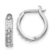 14k White Gold Round Hinged Hoop Earrings
