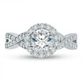 thumbnail image 1 of 14k White Gold Round Infinity Twist Halo Cross Over Solitaire Engagement Ring CZ Cubic Zirconia (1.50cttw., 1.0ct. Center) , Size 9, 1 of 7
