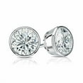 thumbnail image 1 of 14k White Gold Round Lab Grown Diamond Stud Earrings (1 1/4 cttw, E-F, SI1-SI2) Bezel-set, Screw-backs by Diamond Wish, 1 of 3