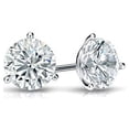 thumbnail image 1 of 14k White Gold Round Lab Grown Diamond Stud Earrings (1/2 cttw, E-F, VS1-VS2) 3-Prong Martini, Screw-backs by Diamond Wish, 1 of 3