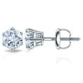 thumbnail image 1 of 14k White Gold Round Moissanite Stud Earrings (6ct TGW, 9.5mm, G-H) 6-Prong Set, Screw-Back by Diamond Wish, 1 of 3