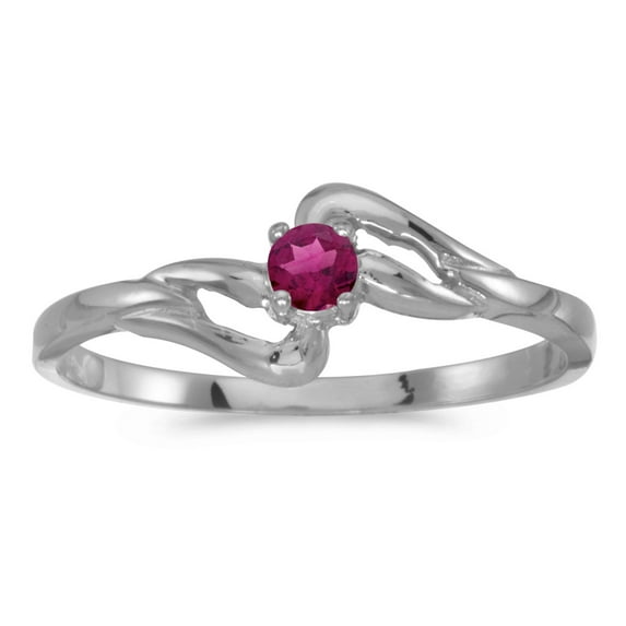 14k White Gold Round Rhodolite Garnet Ring
