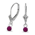 thumbnail image 1 of 14k White Gold Round Ruby Lever-back Earrings, 1 of 3