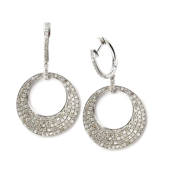 14k White Gold Round Semi Filled Diamond Earring with 1.25 Ct Diamonds H-I Color SI2-I1 Clarity