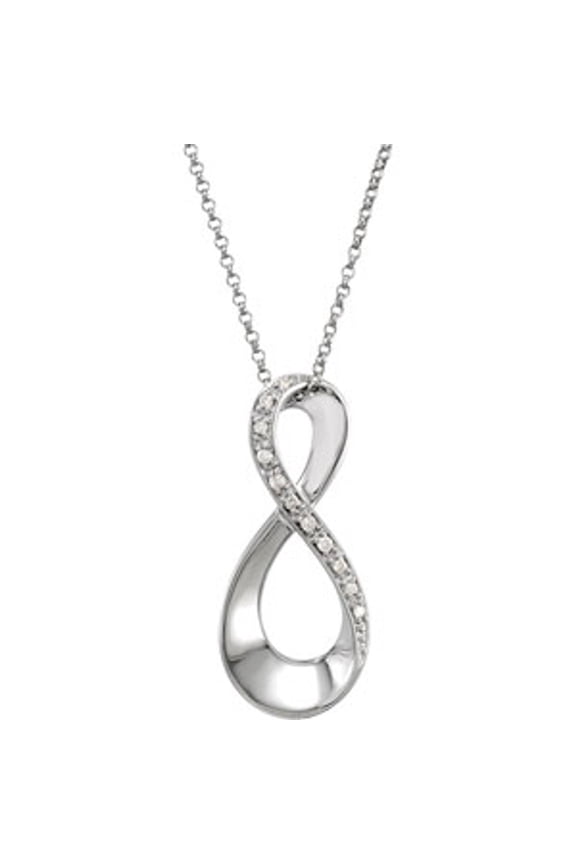 14k White Gold Round Shape Diamond Infinity-Inspired Necklace Fine Jewelry for Women Gifts for Her (23.5x10.5mm, .05 cttw, G-I, I1), 18"