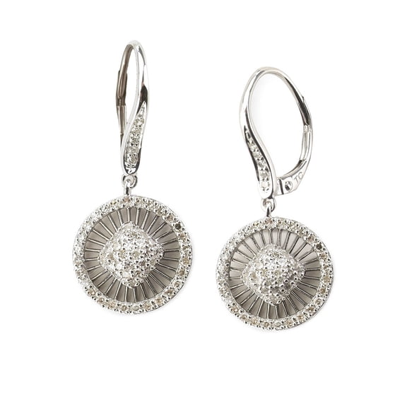 14k White Gold Round Web Drop Diamond Earring with .63 Cttw Diamonds H-I Color SI2-I1 Clarity