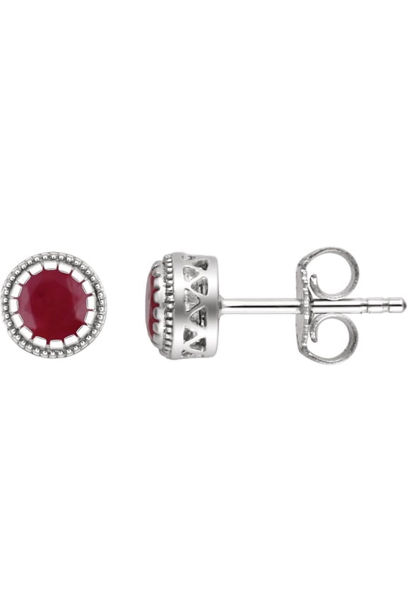 14k White Gold Ruby "July" Birthstone Stud Earrings Fine Jewelry For Women Gifts For Her