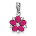 thumbnail image 1 of 14k White Gold Ruby and Diamond Floral Pendant, 1 of 4