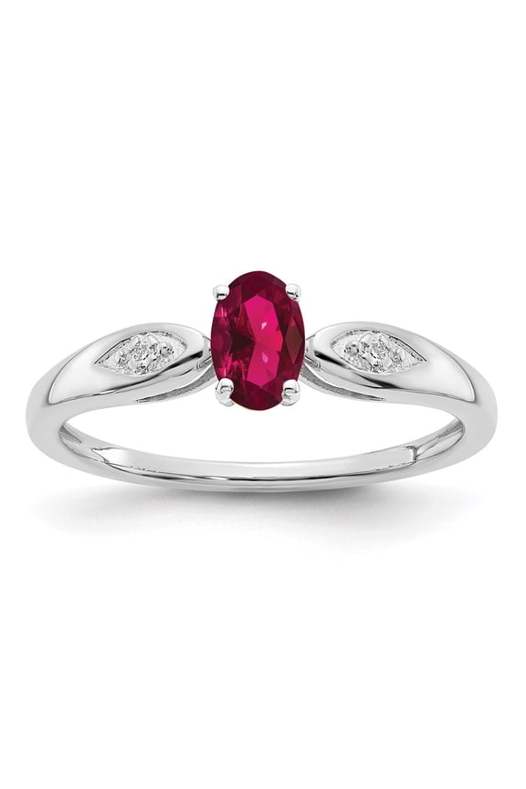 14k White Gold Ruby and Diamond Ring Fine Jewelry For Women Gifts For Her, Size 7