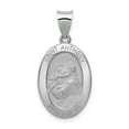 thumbnail image 1 of 14k White Gold Saint Anthony Oval Pendant with Pray for Us Text, Catholic Medal for Men or Women, Christian Devotional Necklace Charm for Faith and Protection, 1 of 6