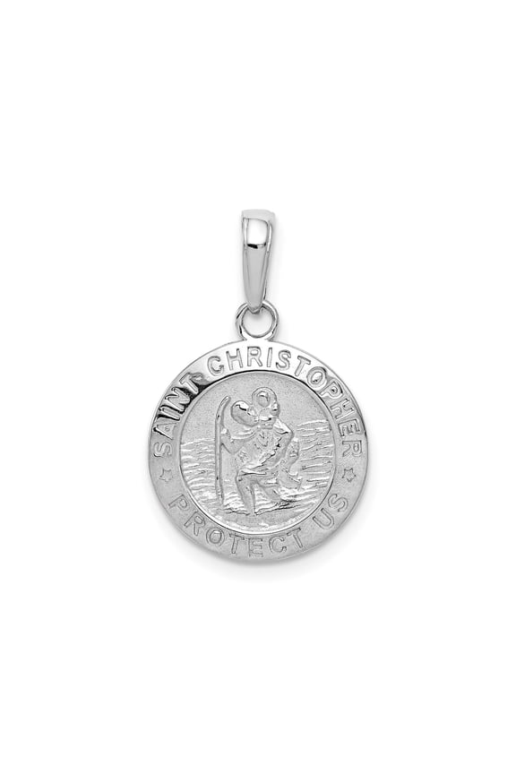 14k White Gold Saint Christopher Medal Pendant, Unisex Adult, Jewelry Stores Network