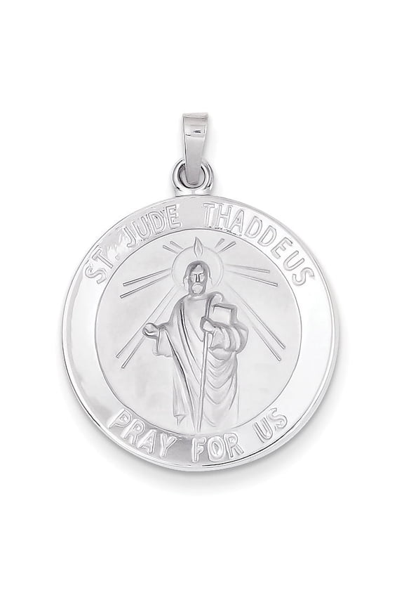 14k White Gold Saint Jude Medal Pendant Charm