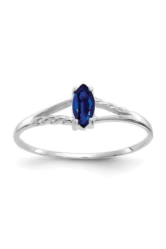 14k White Gold 6x3 Marquise Sapphire Birthstone Ring XBR198