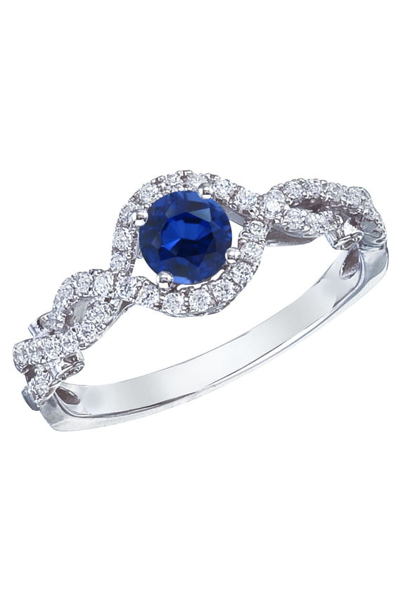 14k White Gold Sapphire and Diamond Braid Ring