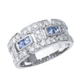 thumbnail image 1 of 14k White Gold Sapphire and Diamond Geometric Band, 1 of 2