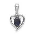 thumbnail image 1 of 14k White Gold Sapphire and Diamond Heart Pendant Charm, 1 of 3