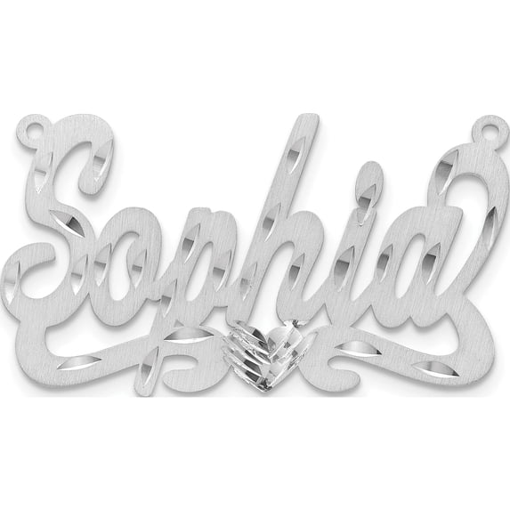 14k White Gold Satin Diamond-cut Heart Name Plate Material Primary Purity Dazzling Timeless Gorgeous A thoughtful gift for anniversaries birthdays or special occasions