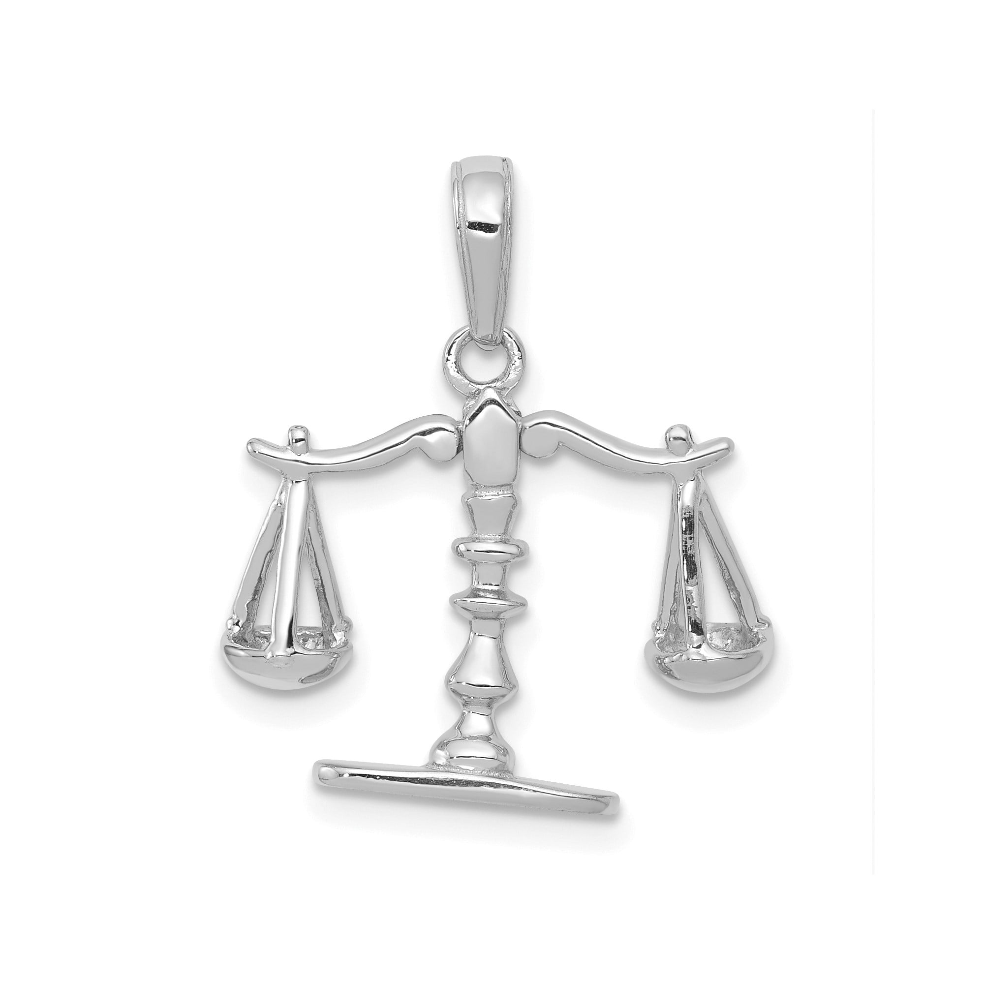14k White Gold Scales of Justice Pendant Necklace for Women or