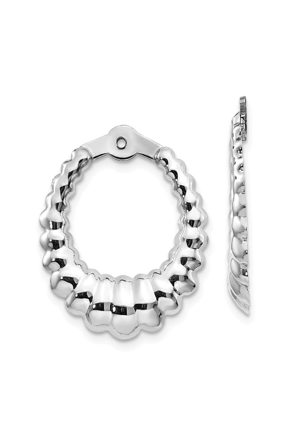 14k White Gold Scalloped Hoop Earring Jackets