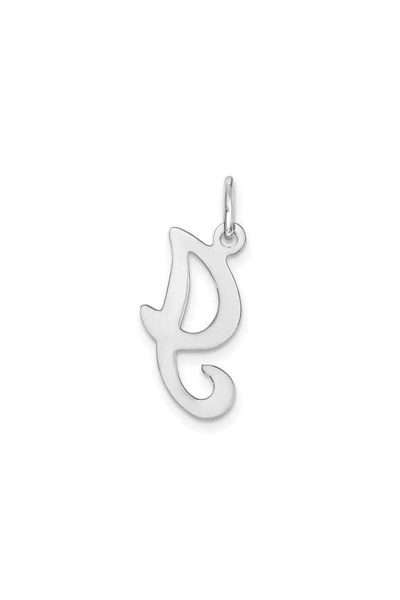 14k White Gold Script Initial D Pendant for Women, Polished Alphabet Charm Necklace, Cursive Letter Monogram Jewelry, Personalized Identity Symbol, Fine Accessory for Layering or Daily Wear