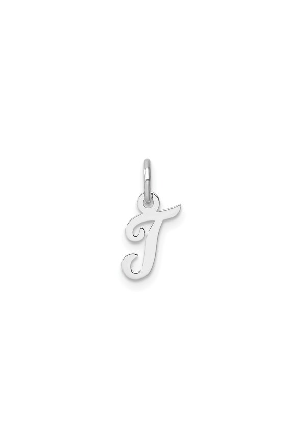 14k White Gold Script J Pendant for Women, Cursive Initial Charm with Polished Finish, Personalized Letter Jewelry for Identity, Custom Name Necklace or Monogram Style
