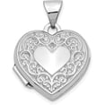 thumbnail image 1 of 14k White Gold Scroll Pattern Heart Locket - 21mm, 1 of 8