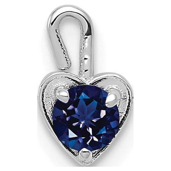 14k White Gold September Synthetic Birthstone Heart Charm