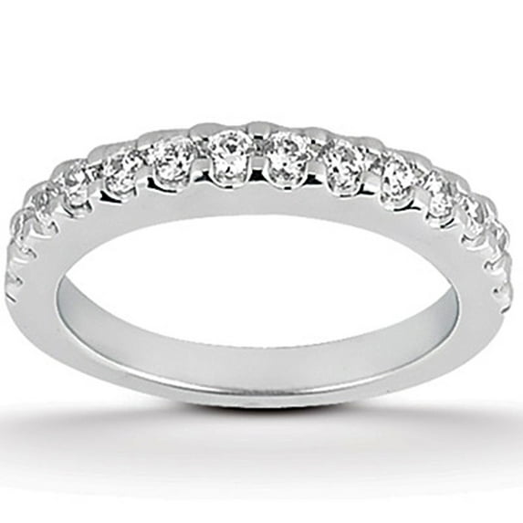 14k White Gold Shared Prong Diamond Wedding Ring Band Size 8.5