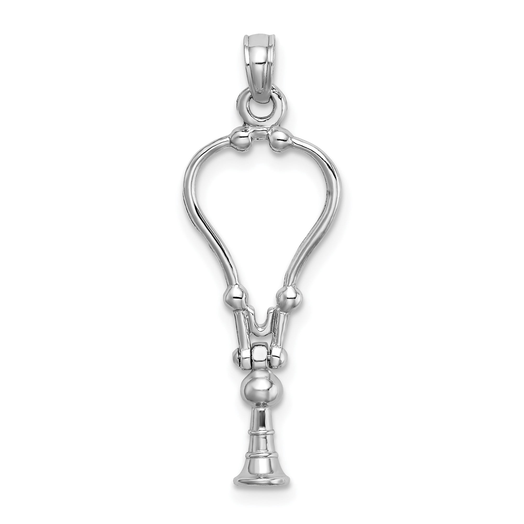 14k White Gold Shofar Pendant Necklace Ram Horn Judaica Jewelry for Men and Women Spiritual Faith Symbol for Rosh Hashanah and Yom Kippur Religious Unisex Style