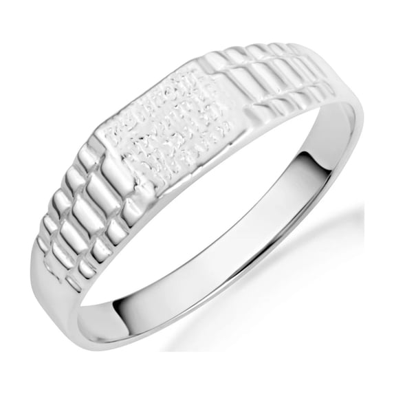 14k White Gold Signet Ring - Pinky Rings for Men (Size 4.25)