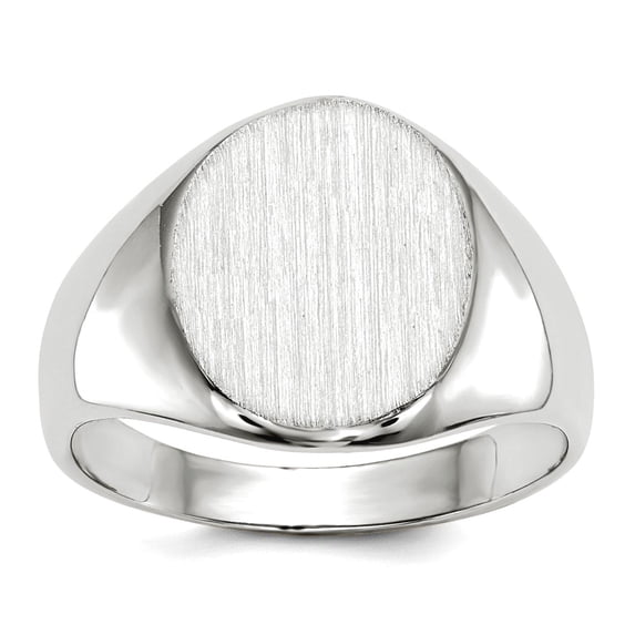 14k White Gold Polished Solid Back Signet Ring Size 6 Ring for Women - 4.1 Grams