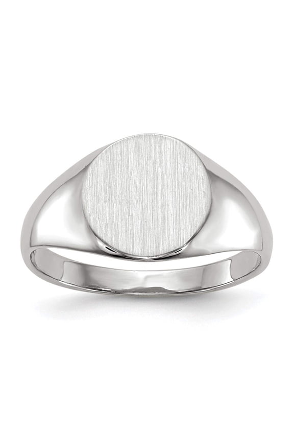 14k White Gold 9.0x9.5mm Closed Back Signet Ring RS569