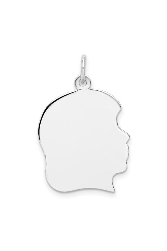 14k White Gold Silhouette Pendant for Women, Engravable Profile Keepsake Charm, Minimalist Memorial Jewelry, Custom Name Date Tribute, Sentimental Family Love Token