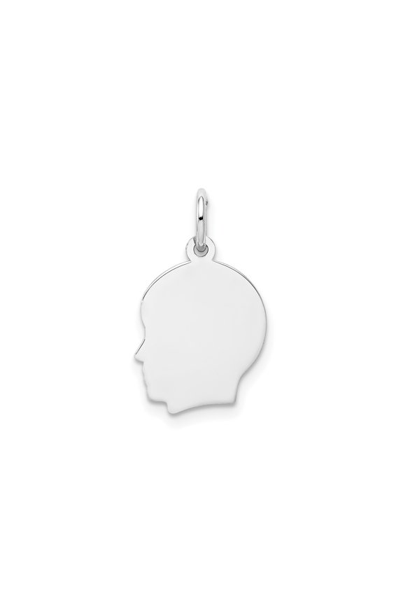14k White Gold Silhouette Pendant for Women, Polished Head Profile Charm, Engravable Keepsake Jewelry, Symbolic Family Memory Necklace Accessory