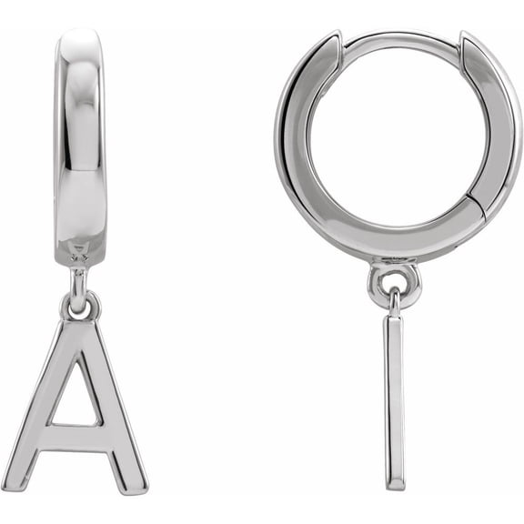 14k White Gold Single Initial A Earring Fine Jewelry For Women Gifts For Her (Only One Earring Piece Sold, Not the Pair)