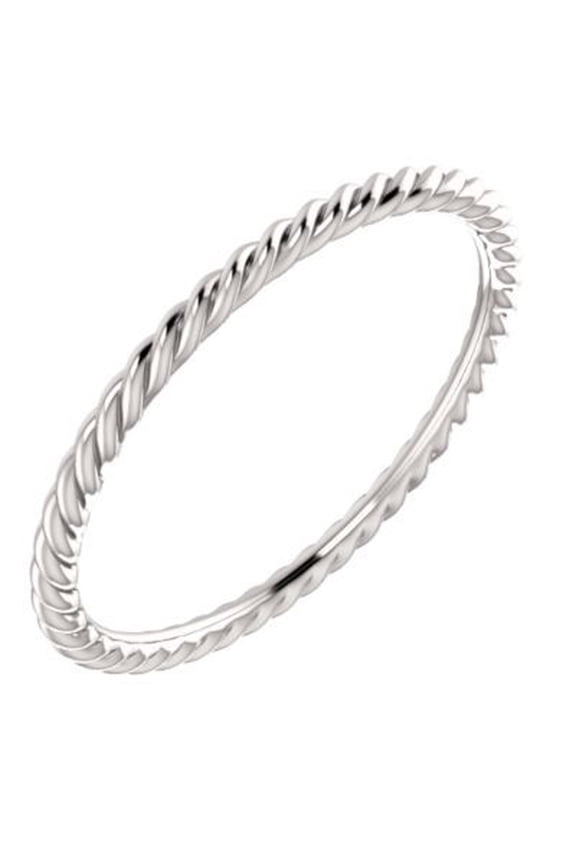 14k White Gold Size 8.5 Polished Skinny Rope Band Ring - 1.3 Grams