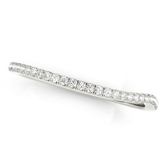 14k White Gold Slim Curved Diamond Wedding Ring (1/10 cttw) Size 4