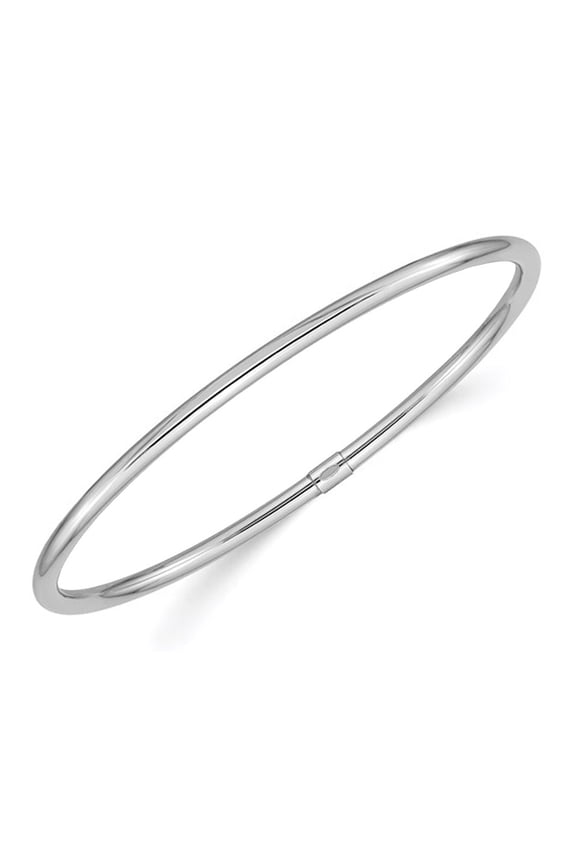Gem & Harmony Polished Slip On Bangle in 14K White Gold (3.00 mm) for Women