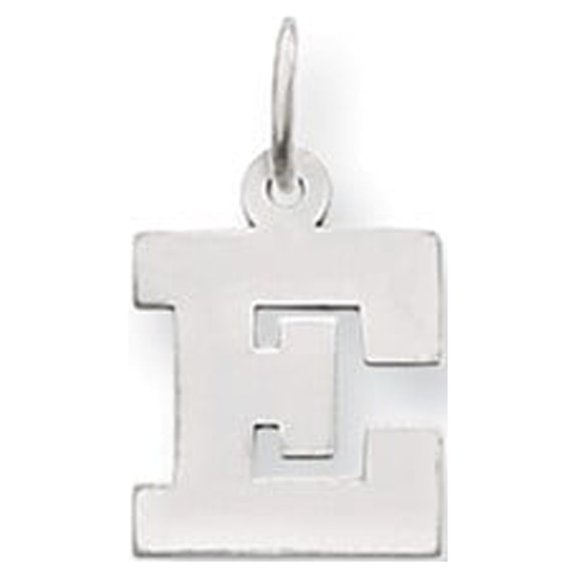 14k White Gold Small Block Initial E Charm