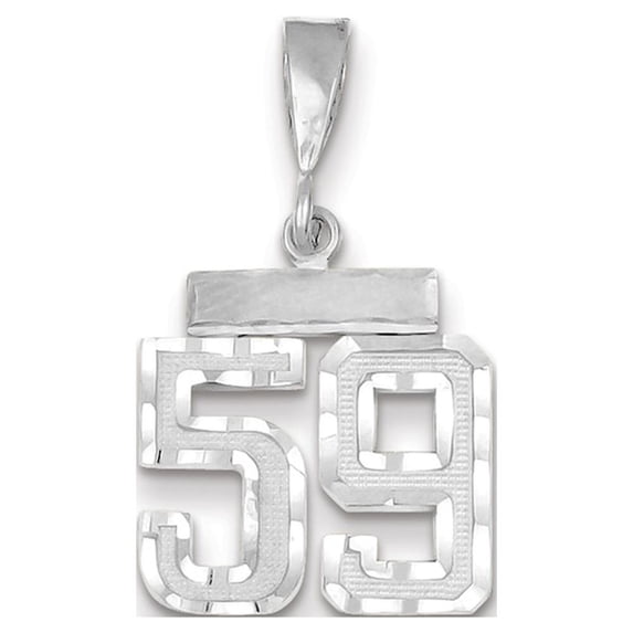 14k White Gold Small Diamond-cut Number 59 Charm