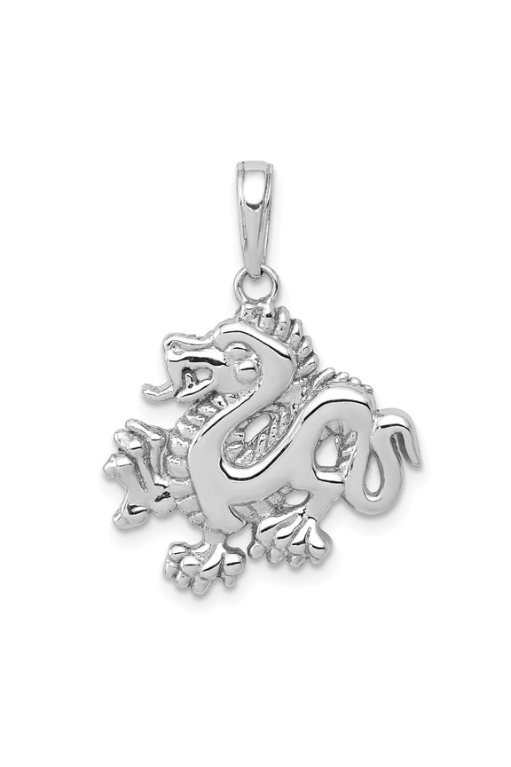 14k White Gold Small Dragon Pendant