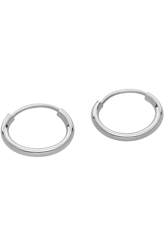 14k White Gold Small Endless Hoop Earrings for Ears, Cartilage, Nose or Lips, 10mm