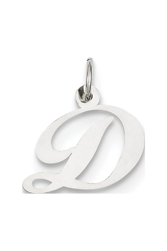 14k White Gold Small Fancy Script Initial D Charm