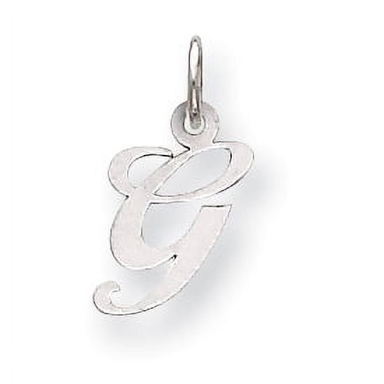 14k White Gold Small Fancy Script Initial G Charm Pendant