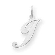 14k White Gold Small Fancy Script Initial J Charm Pendant
