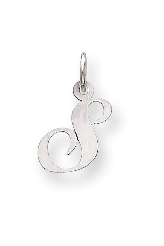 14k White Gold Small Fancy Script Initial S Charm Pendant