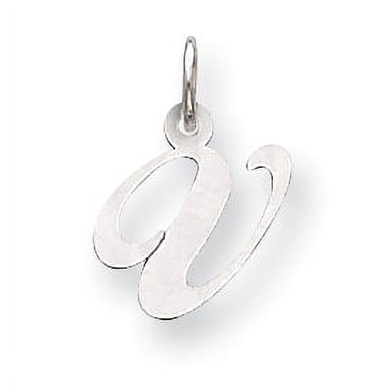 14k White Gold Small Fancy Script Initial V Charm Pendant