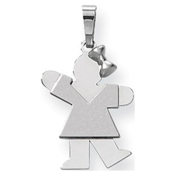 14k White Gold Small Girl w/Bow on Right Engravable Charm